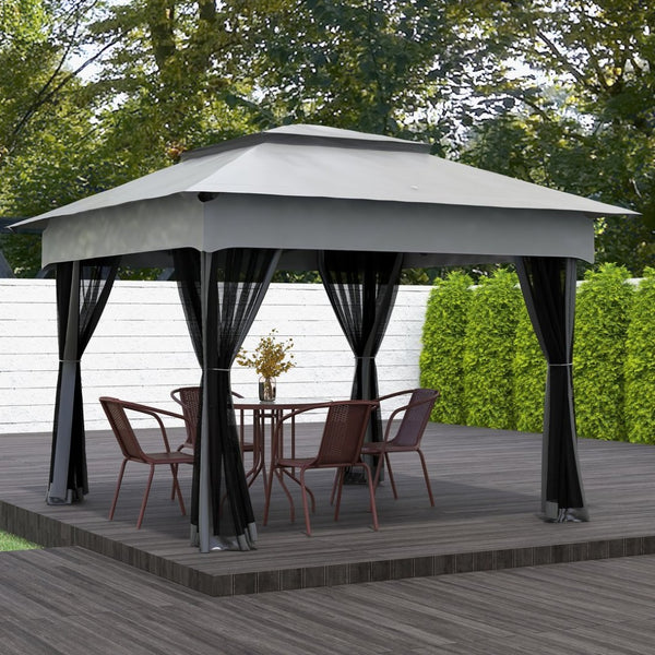 English Elm Outsunny 11' X 11' Instant Pop-Up Canopy With Removable Netting For Backyard Events & Outdoor Fun W2225P200730-GIGA
