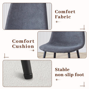 English Elm Table Modern Black Marble Dining Set With 4 Dark Gray Linen Chairs - Stylish, Stable, Easy Assembly W1151S03838-GIGA