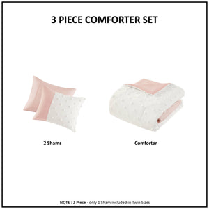 English Elm 3 Pcs King/Cal King Modern Colorblock Jacquard Comforter Set In Pink - Soft, Stylish & Easy Care B035P319870