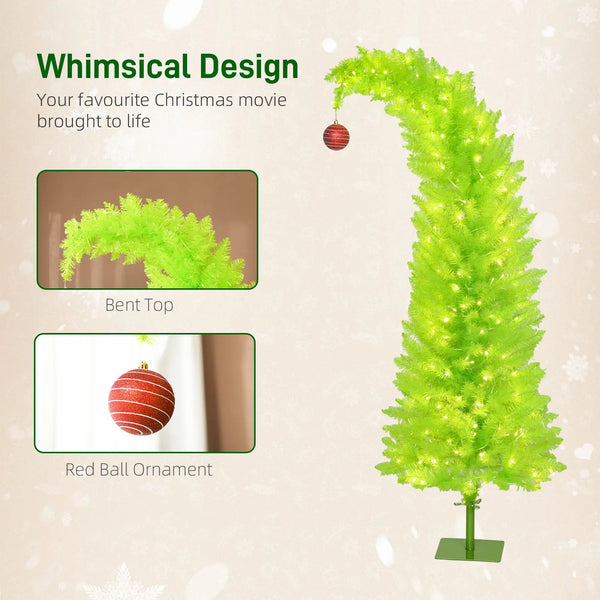 English Elm 5 Ft Slim Pencil Artificial Christmas Tree Pre-lit Warm White Leds Whimsical Bent Top T3971P400538