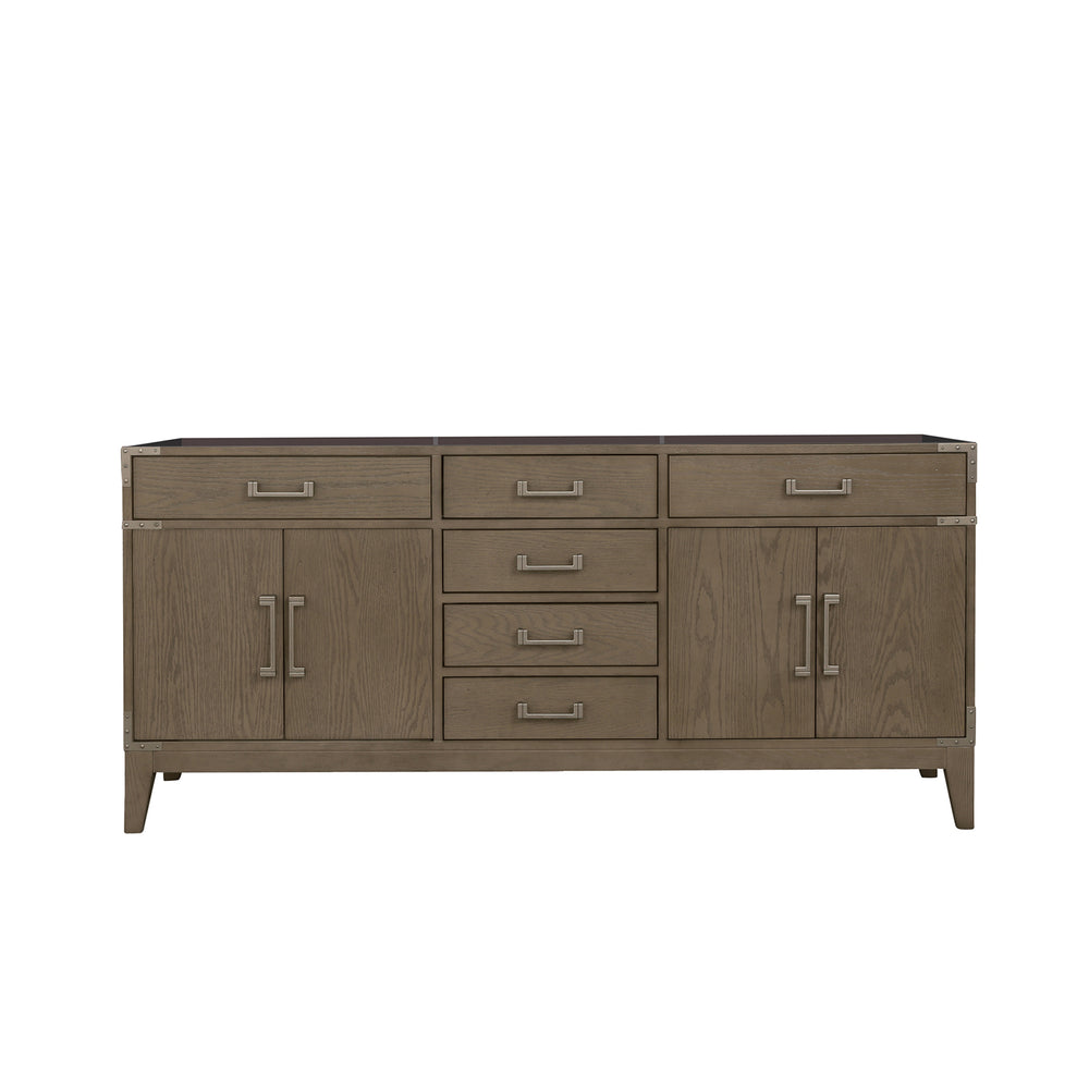 English Elm Grey Oak Double Bath Vanity – 72” Wide, Elegant Storage Solution With Soft-Close Drawers & Cabinets B2731P259891