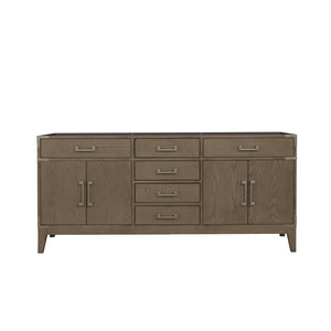 English Elm Grey Oak Double Bath Vanity – 72” Wide, Elegant Storage Solution With Soft-Close Drawers & Cabinets B2731P259891