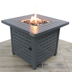 English Elm 25" H Steel Outdoor Fire Pit Table With Lid