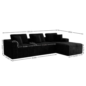 English Elm 118.1*68.9"modular Sectional Cloud Couch Five Piece Corduroy Upholstered Living Room Sofa W3819S00155