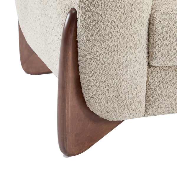 English Elm 82inches Boucle Textured Three Seat Sofa with Walnut Wedge Feet for Modern Living N771P205090V