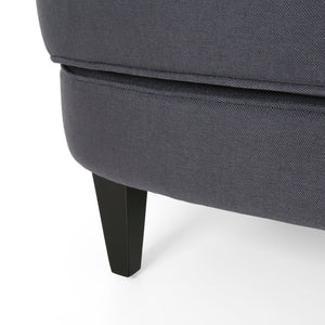 English Elm Christopher Knight Home® - CLUB Plush Fabric Club Chair and Ottoman Set with Birch Legs, Cozy 100% Polyester Upholstery Comfort Grey 33.75 L x 33.5 W x 31 H 67821.00GRY