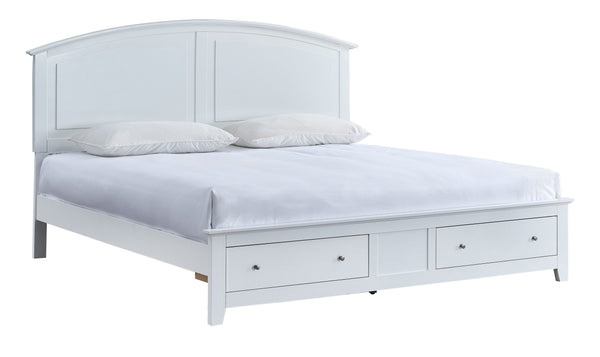 English Elm Hammond King Storage Bed with Panel Headboard Farmhouse Platform Frame Two Drawers White B078S00685