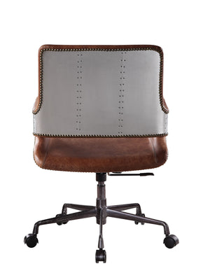 English Elm Kamau Vintage Cocoa Top Grain Leather Office Chair - Executive 360° Swivel, Nailhead Trim, Adjustable Height B2726P378543