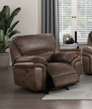 English Elm Plush Microfiber Rocker Recliner with Solid Wood Frame and Pocket Coil Cushioned Seat Brown B011P230406