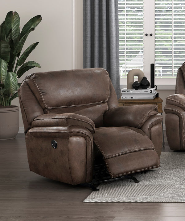 English Elm Plush Microfiber Rocker Recliner with Solid Wood Frame and Pocket Coil Cushioned Seat Brown B011P230406