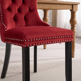 English Elm Classic Velvet Dining Chairs, High-End Tufted Solid Wood Contemporary Velvet Upholstered Dining Chair With Wood Legs Nailhead, Set Of 2,Burgundy, Wine Red,Sw2001Wr