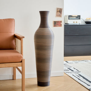 English Elm 39.4" Handcrafted Pvc Floor Vase Textured Brown Gradient Boho Entryway Accent W2796P446192