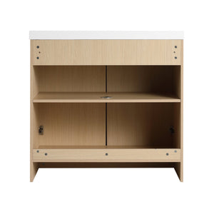 English Elm 36" Freestanding Bathroom Vanity Plywood Base Soft-close Doors Dune Oak Finish W999P392894
