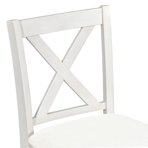 English Elm TOPMAX Counter Height Rustic Farmhouse 5-Piece Dining Set for 4 with Stacked Storage Shelves, Beige Upholstery White SP001134AAK