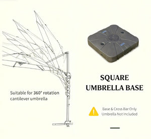 English Elm Heavy Duty Hdpe Steel Cantilever Umbrella Base with Wheels for Patio Stability T3971P426172