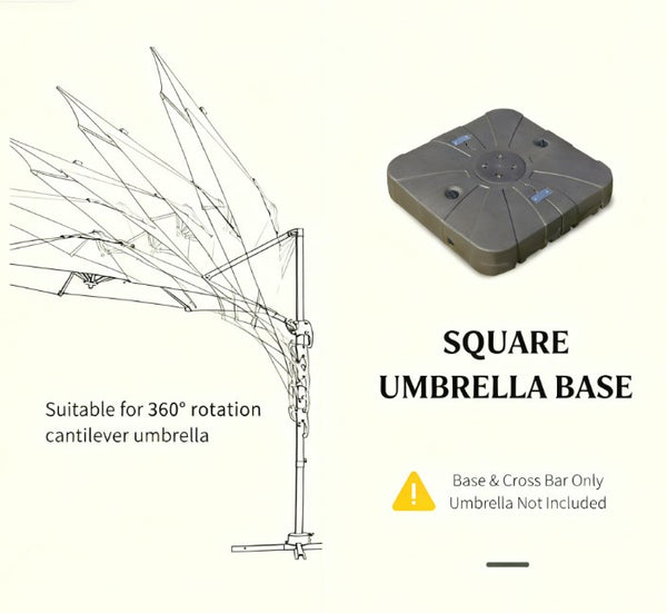 English Elm Heavy Duty Hdpe Steel Cantilever Umbrella Base with Wheels for Patio Stability T3971P426172