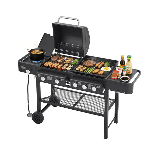English Elm All-in-one Propane Grill Griddle Combo 745 Sq in 56000 Btu Backyard Cooker W1820P361752