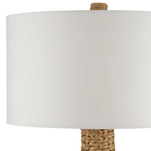 Birdsong Coastal Floor Lamp - Artisan Woven Water Hyacinth with Off-White Linen Shade, 67.25" Tall