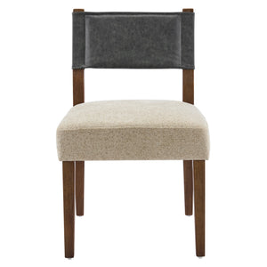 English Elm Mid-century Modern Linen Blend Dining Chairs Rubberwood Legs Sculptural Backrest Set of 2 Dark Gray,Oatmeal,Walnut N768P442393W