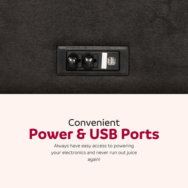 English Elm Convertible Twin Sleeper Sofa with USB Ports — Dark Gray 54" Compact 2-Seater Sofa Bed with Pocket Springs, Linen Upholstery & Side Outlet for Small Spaces B011P198404