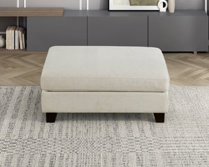 English Elm Ivory Upholstered Ottoman Bench 40.5"x30"x18" Modern Accent Seat with Solid Wood Legs, Plush Cushion B011P287482