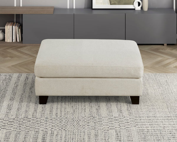 English Elm Ivory Upholstered Ottoman Bench 40.5"x30"x18" Modern Accent Seat with Solid Wood Legs, Plush Cushion B011P287482