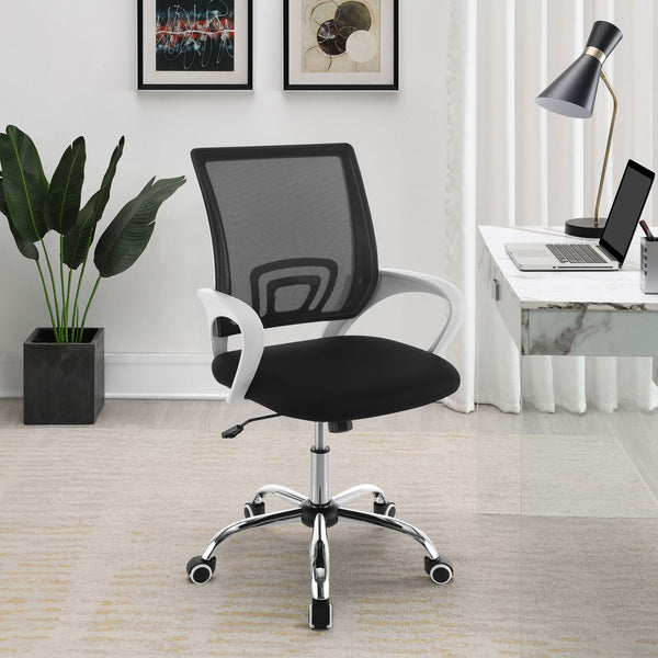 English Elm Anaheim Breathable Mesh Upholstered Office Chair with Chrome Base, Adjustable Height & Arms for Comfort Black B062P299803