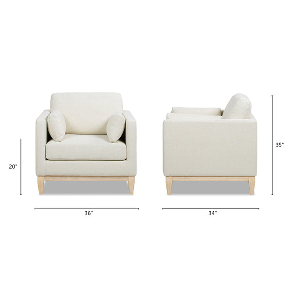 English Elm Jennifer Taylor Home - Knox 36" Modern Farmhouse Arm Chair with Feather-Down Foam, Removable Covers, Flax White Linen B2719P353144