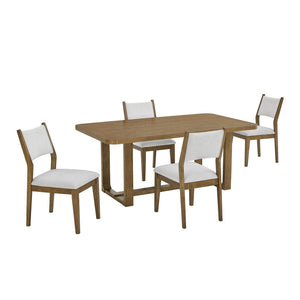 English Elm Dafne 5 Piece Rectangular Walnut Oak Dining Set with Gray Upholstered Chairs B2749S00314