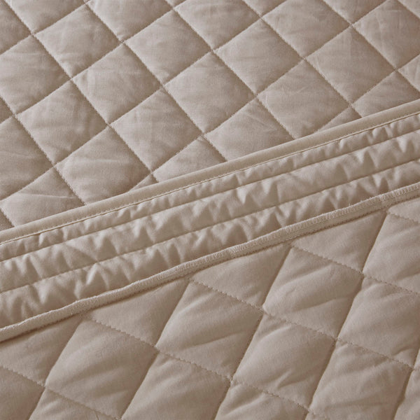 JLA Home Madison Park - 4 Oversized Cotton Reversible Tailored Bedspread Set with Diamond Quilting, Button Trim, Shams & Pillow, Khaki MP13-5488