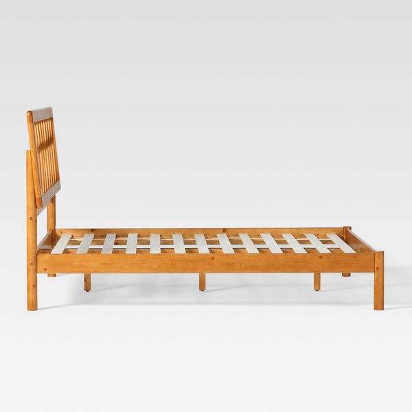 X Spindle Mid-century Modern Solid Wood Full Bed Caramel XAVB6BCA Walker Edison