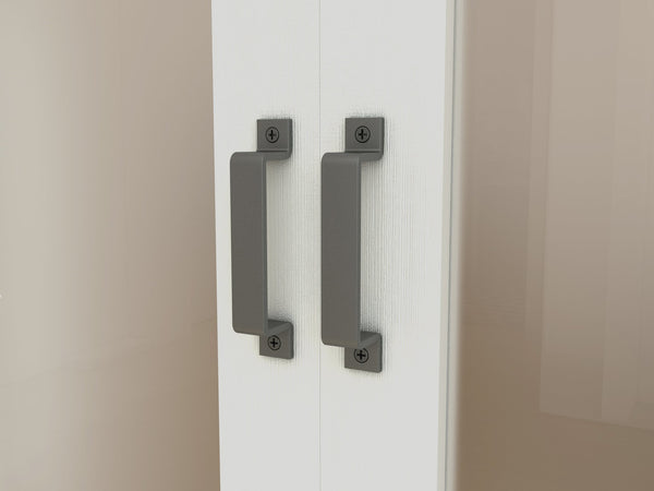 English Elm 30 in Matte Black Steel Sliding Barn Door Frosted Glass Privacy Panel with Hardware B2763P483208