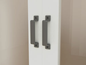 English Elm 30 in Matte Black Steel Sliding Barn Door Frosted Glass Privacy Panel with Hardware White B2763P483209