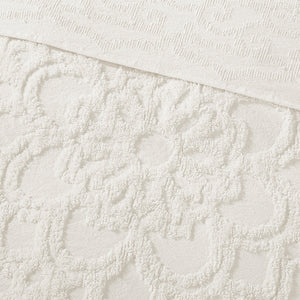 JLA Home Madison Park - Tufted Cotton Chenille Medallion Coverlet Mini Set with Fringe — Breathable Boho Texture, OEKO‑TEX Certified 92 L x 104 W x 0.25H MP13-5876