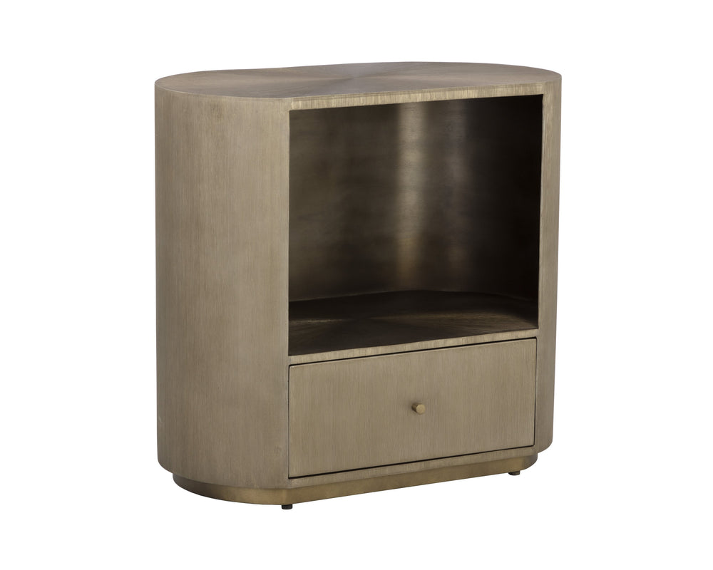 Sunpan Siena Nightstand - Handcrafted Iron Frame with Unique Finish and Ample Storage for Elegant Bedrooms Oval - 30W x 18D x 28H