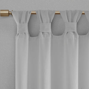 JLA Home Madison Park - Floral Semi-Sheer Tab Top Curtain Panel with Removable Rosette Pins, Airy Faux-Weave Texture Grey MP40-5650