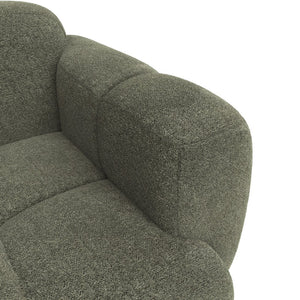 English Elm Beige Boucle L-shaped Sectional with Sculptural Cushion Blocks and Movable Ottoman Green N758T404142F