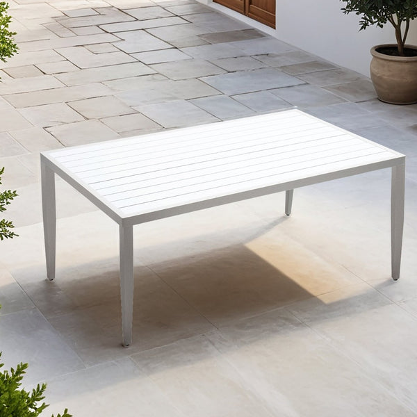 English Elm Outdoor Patio Aluminum 40"X70" Two-Tone Table - Modern Design, Lightweight, Umbrella Hole & Safe Edges W1886P164363-GIGA