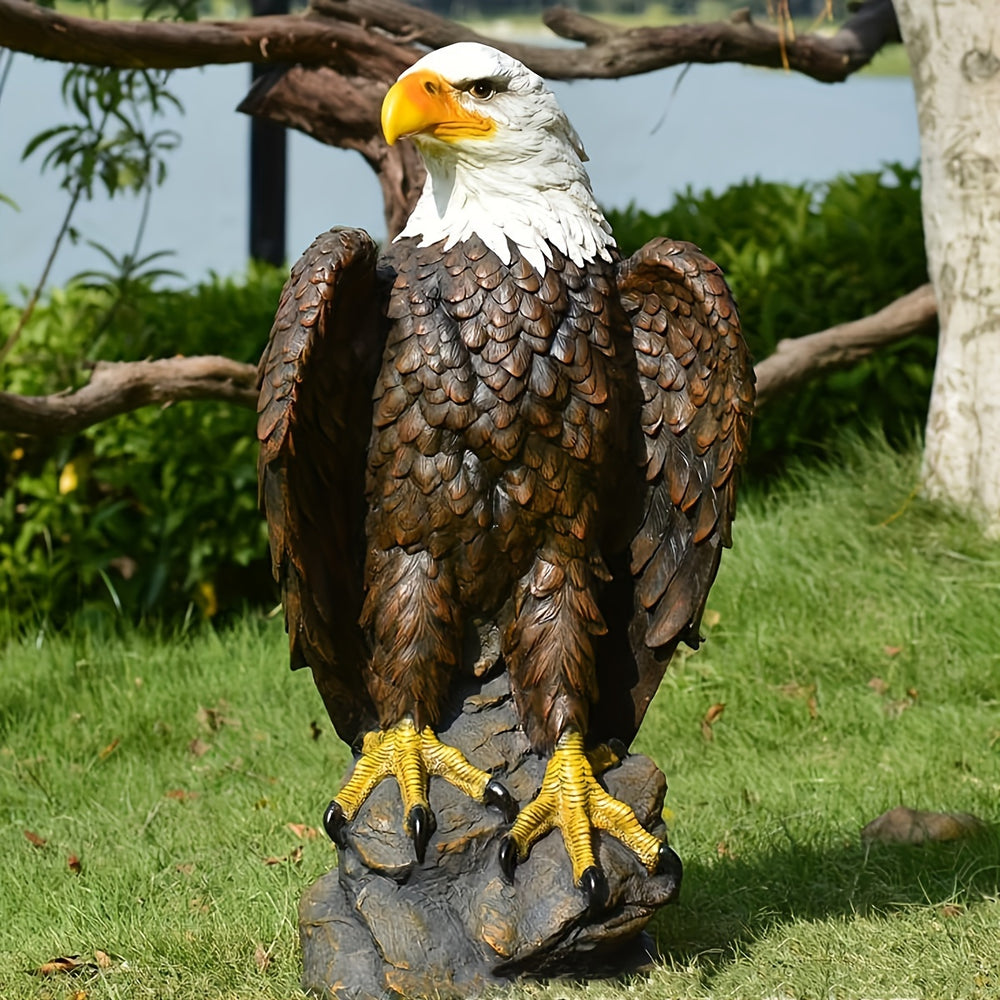 English Elm 13" Hand-painted Resin Bald Eagle Statue Patriotic Sculpture for Garden or Entryway W5709P462783