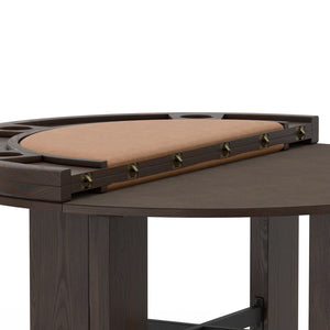 English Elm Gorman Walnut Game Dining Table Set with Faux Leather Nailhead Chairs for 4 B050S00040