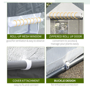 English Elm Outsunny Walk-in Garden Greenhouse Steel Frame Uv Pe Cover Ventilation Windows W2225P217794