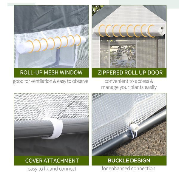 English Elm Outsunny Walk-in Garden Greenhouse Steel Frame Uv Pe Cover Ventilation Windows W2225P217794