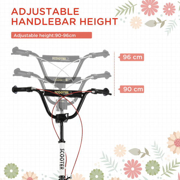 English Elm Aosom Youth Kick Scooter Steel Frame Inflatable Wheels Dual Brakes Adjustable Bar White W2225P217072