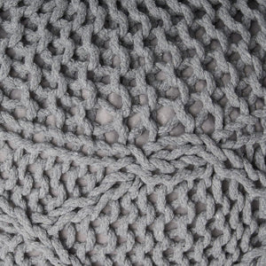 English Elm Christopher Knight Home® - MALIBU POUF Grey Cotton Knit Pouf 20” Round Modern Accent Ottoman Breathable Static-Resistant Seat 60494.00