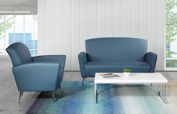 OSP Home Furnishings Club Chair with Antimicrobial Dillon Fabric and Chrome Legs for Modern Office Lounges Blue SL50551-R105