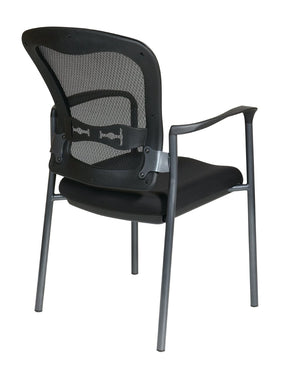 OSP Home Furnishings Breathable Progrid Back Visitor Chair with Lumbar Support and Stackable Titanium Frame Coal 84510-30