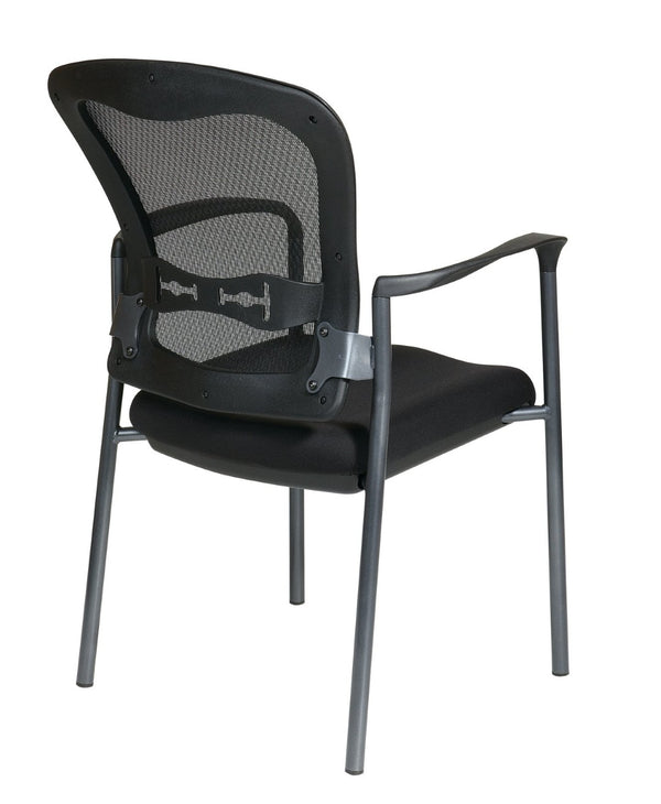 OSP Home Furnishings Breathable Progrid Back Visitor Chair with Lumbar Support and Stackable Titanium Frame Coal 84510-30