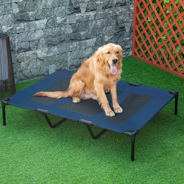 English Elm PawHut Heavy Duty 43" Steel Dog Crate with Wheels, Removable Tray, Top Access & Foldable Bowl Holder Dark Blue W2225P217563