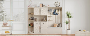 English Elm Multifunctional Hall Cabinet & Tree: Versatile 2-In-1 Storage Solution With Hooks For Entryway Style W1580S00185