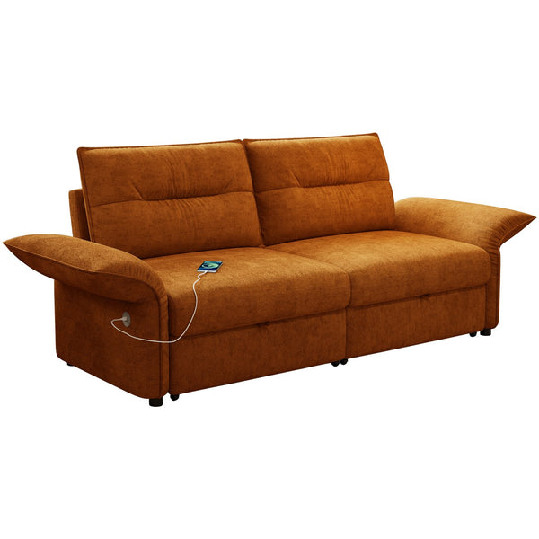 English Elm This Fleece Convertible Sleeper Sofa Unfolds Into a Full Bed for Guest Rooms Orange W3820S00039